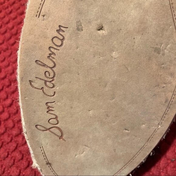 SAM EDELMAN Sz 10 Harmony Wedges Espadrille Light Beige Tan  Suede Shoes - Picture 6 of 9